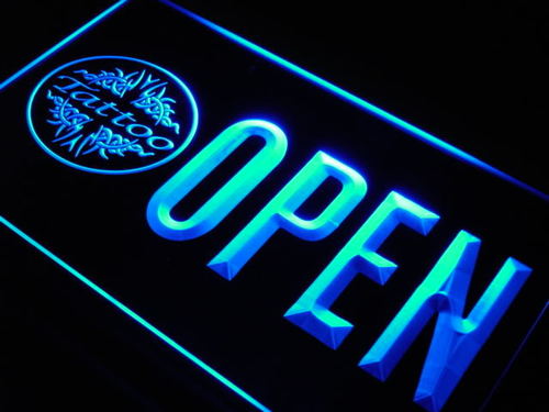 OPEN Tattoo Art Shop Body Bar Neon Light Sign